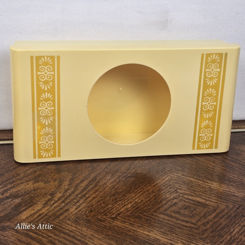 Tissue Box Holder Yellow Floral Flower MCM Retro Cover Plastic Vintage Large 10"